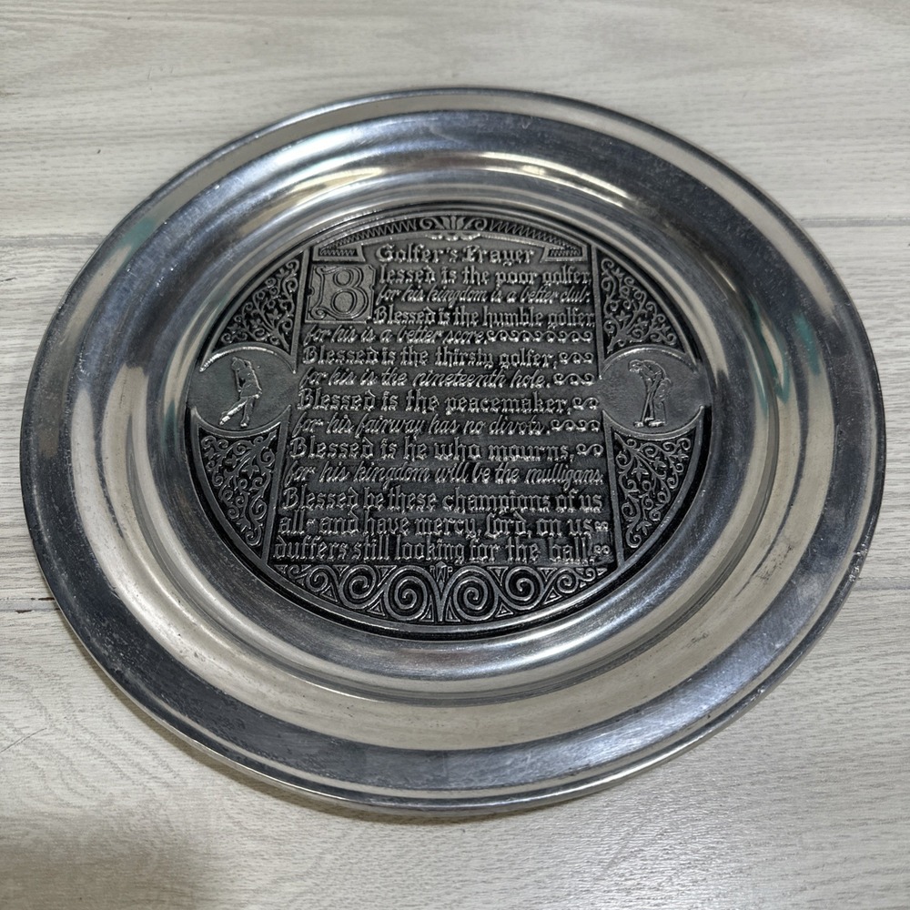WILTON‎ ARMETALE Pewter 11" Textured Collector Plate Golfer's Prayer Vintage